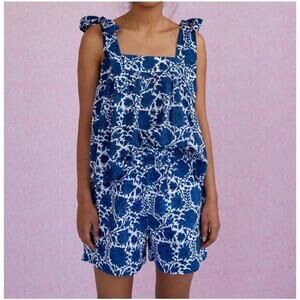 SZ Blockprints M Emma Blouse in in Indigo Floral